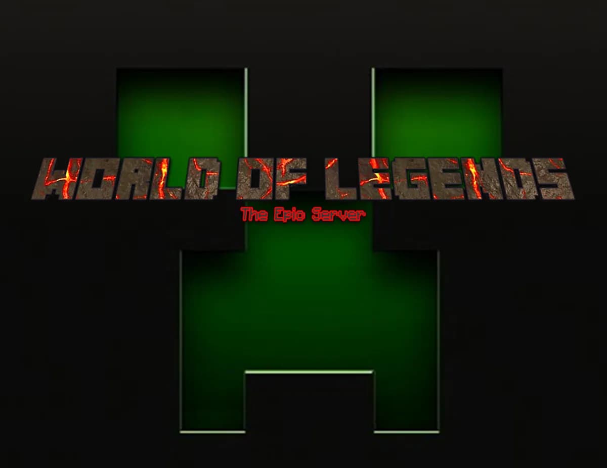 An example server icon, a creeper face with the words World of Legends