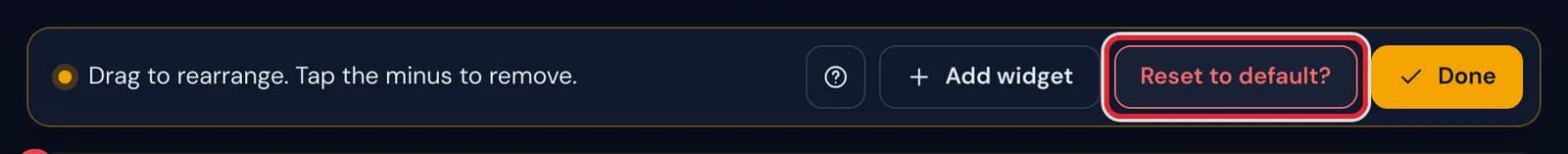 The Reset button turned into the red question Reset to default?, ready for a second press